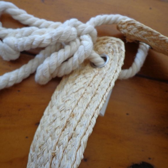 Boho Raffia Fringed Visor Adjustable Ties/ Back - Picture 4 of 7